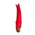 Красный стимулятор эрогенных зон с раздвоенным концом - 23,5 см.