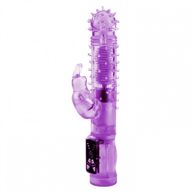 Фиолетовый хай-тек вибратор Happy Bunny - 22,5 см.